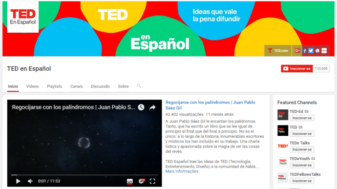 aprender espanhol online com palestras do TED